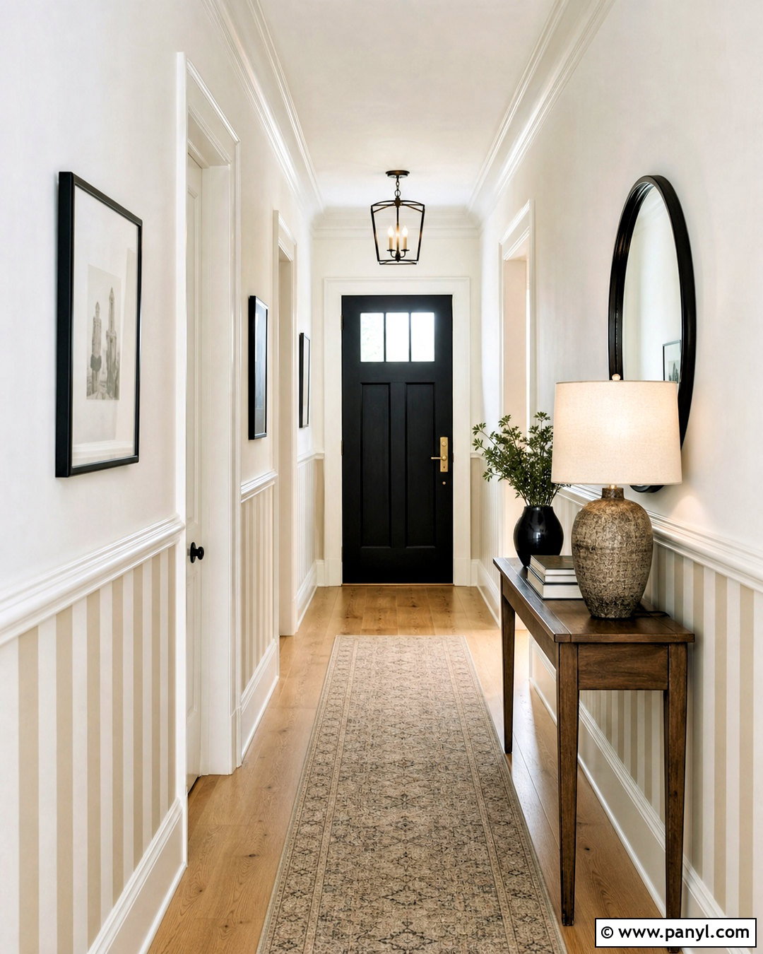 Striped Wallpaper In A Small Hallway - 20 wallpaper on bottom half of wall ideas