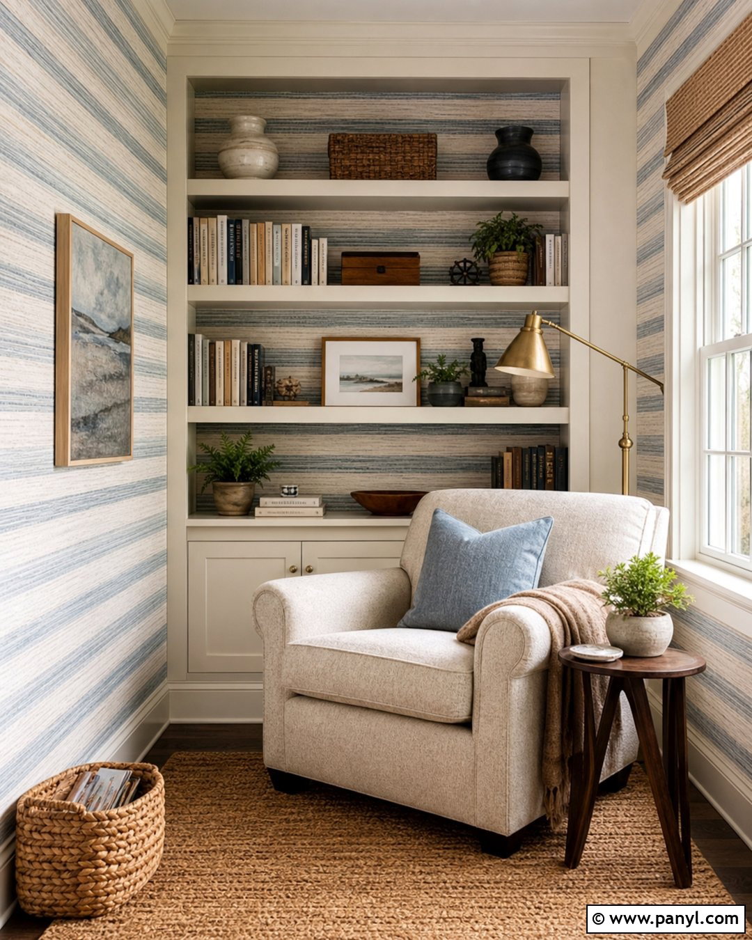 Striped Wallpaper Reading Nook - 30 Horizontal Stripes On Wall Ideas