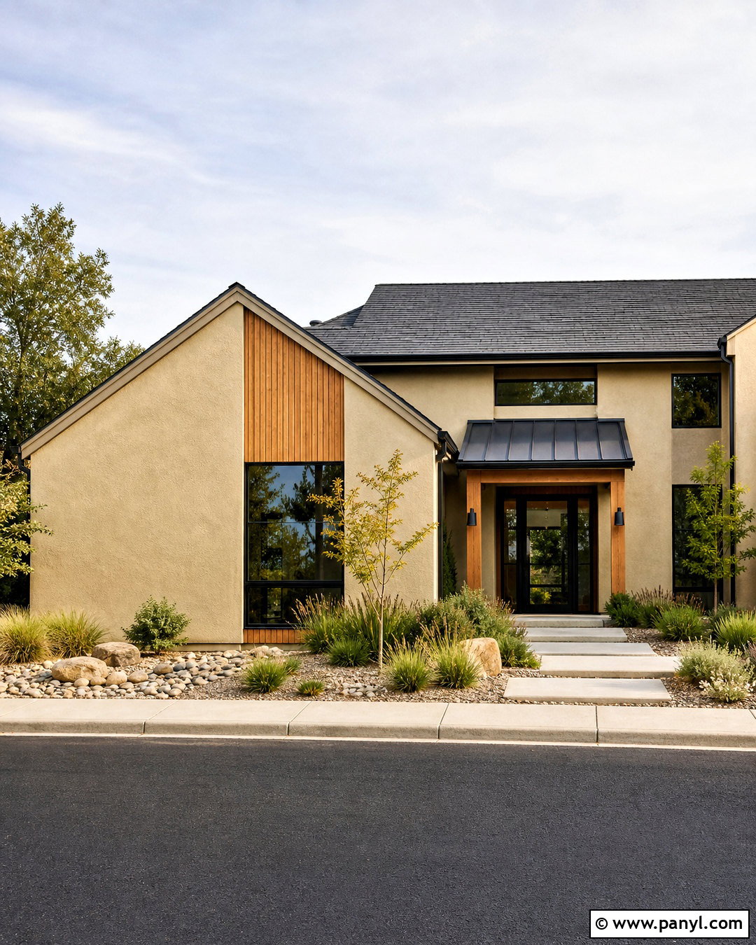 Stucco Wall With Wood Accents - 20 stucco walls