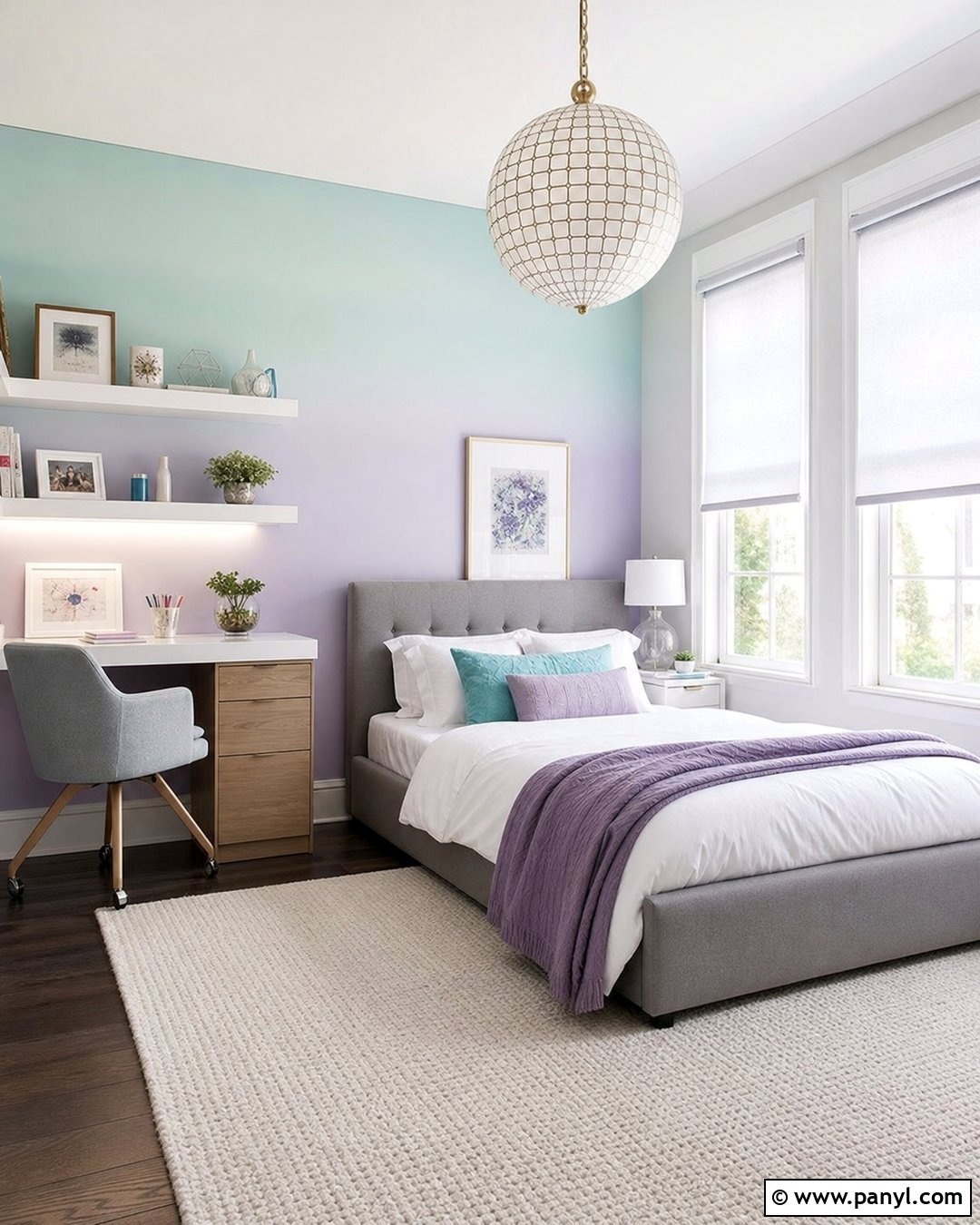 Study Area Pastel Ombre Wall - 20 Pastel Ombre Wall In Kids Room Ideas
