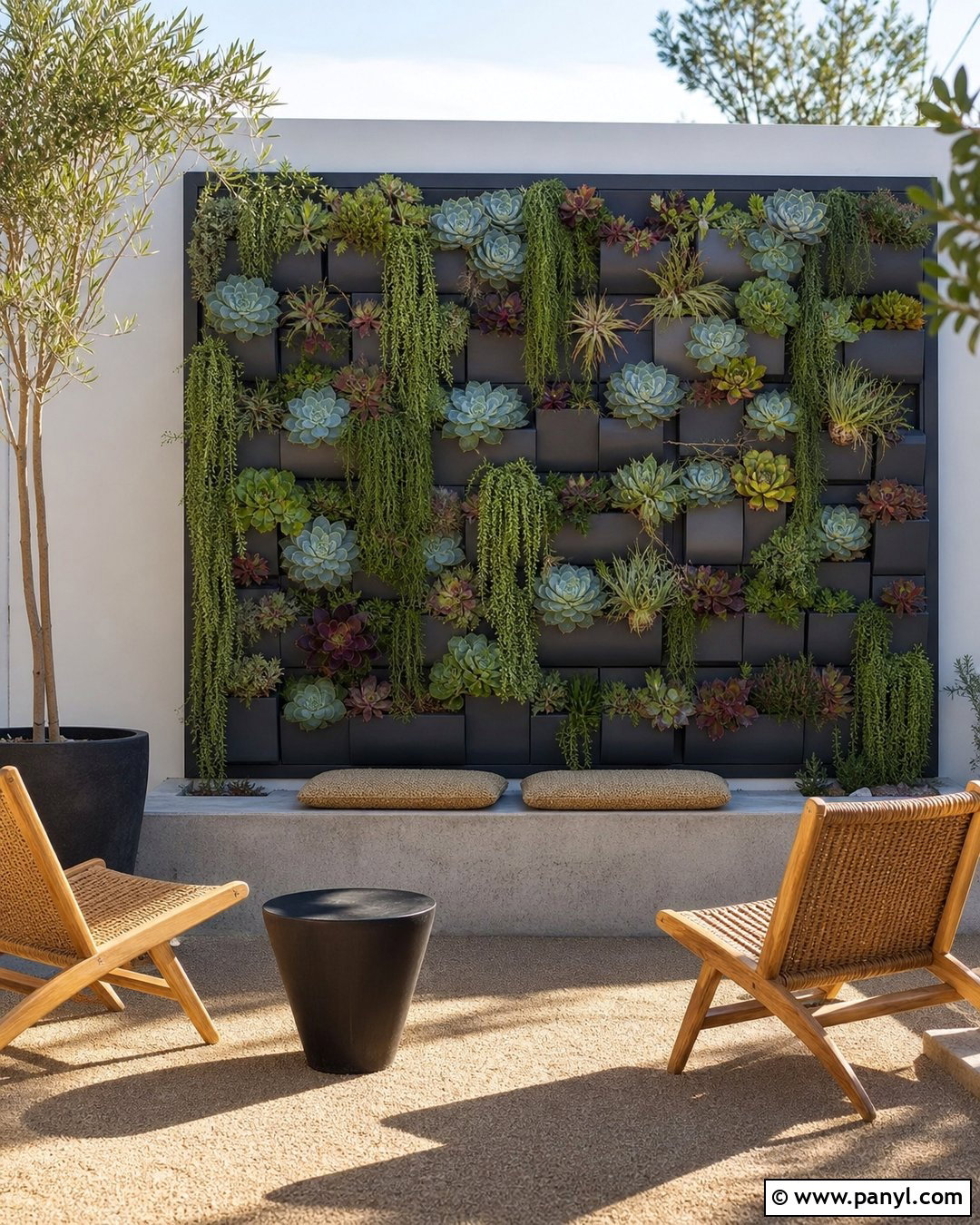 Succulent Outdoor Accent Wall - 35 Outdoor Accent Wall Ideas