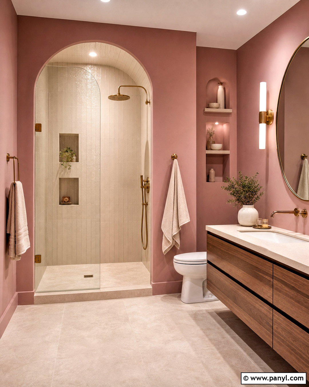 Sulking Room Pink Bathroom With Arched Shower - 20 sulking room pink bathroom ideas