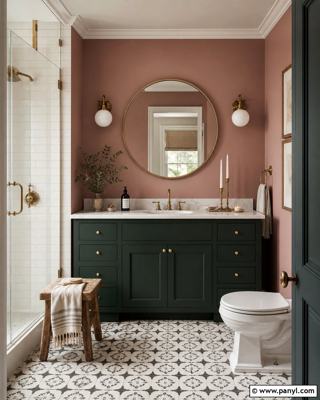 Sulking Room Pink Bathroom With Green Vanity - 35 Farrow And Ball Sulking Room Pink Ideas