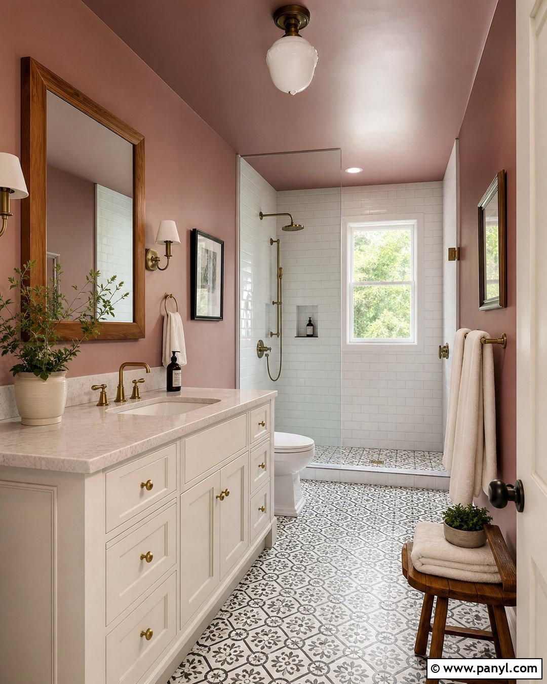 Sulking Room Pink Bathroom With White Tile - 35 Farrow And Ball Sulking Room Pink Ideas