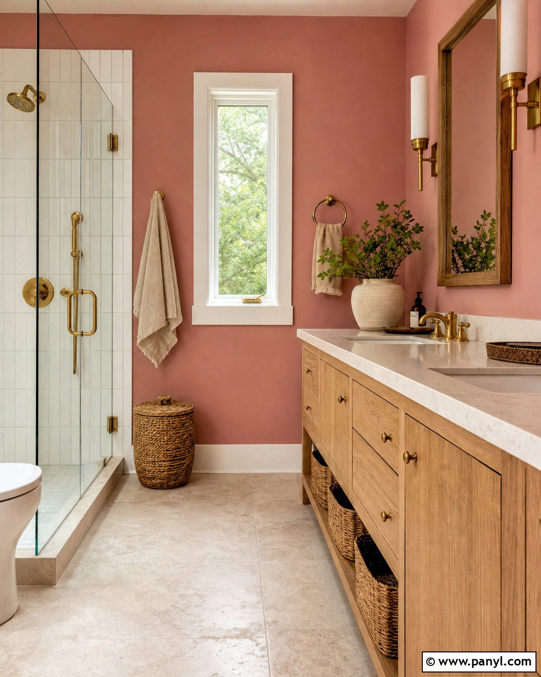Sulking Room Pink Bathroom With Wood Vanity - 20 sulking room pink bathroom ideas