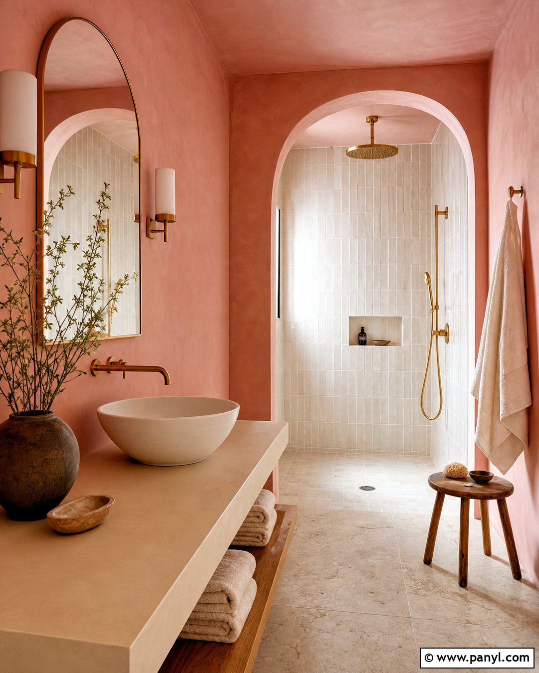Sulking Room Pink Bathroom With Zellige Tile - 20 sulking room pink bathroom ideas