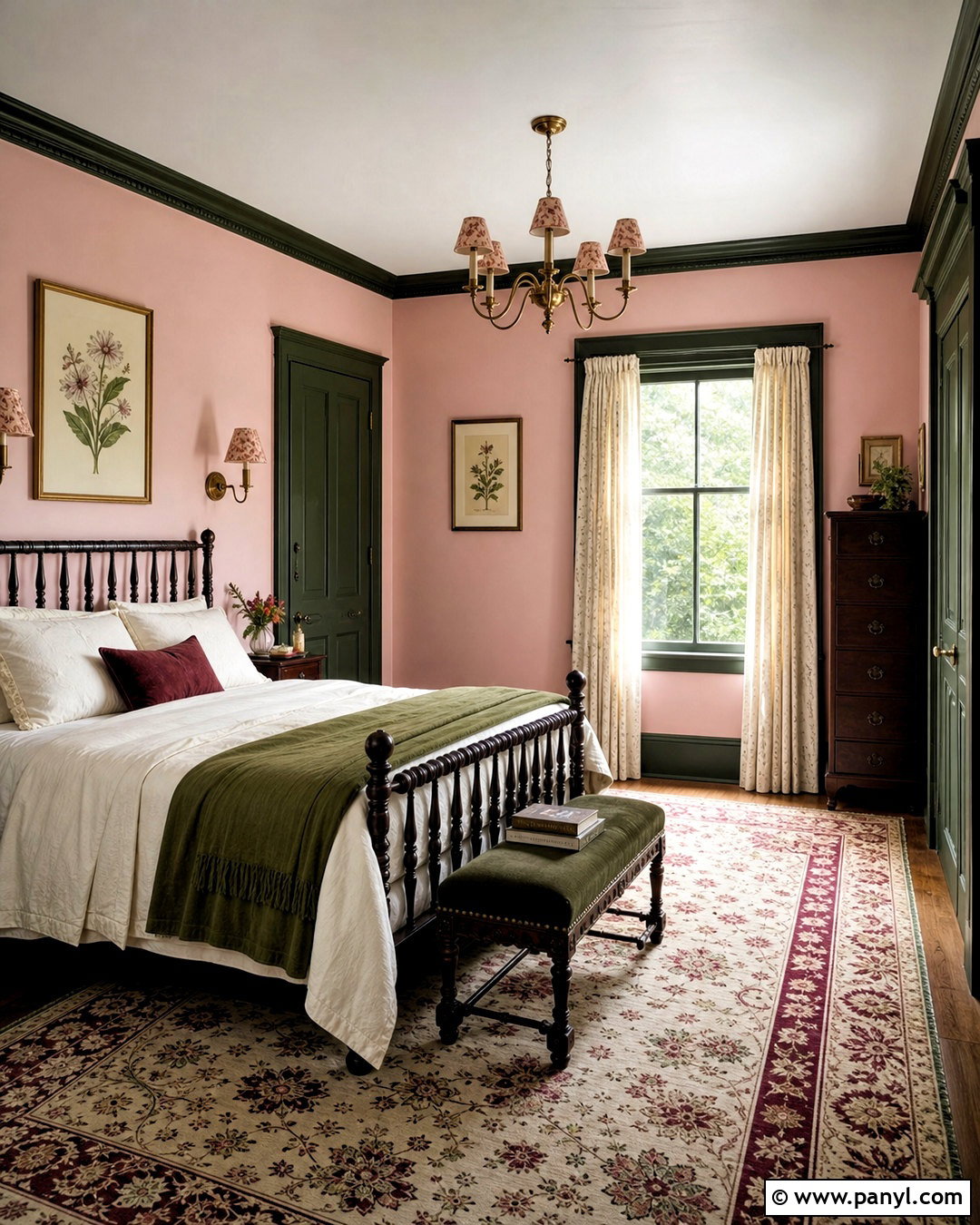 Sulking Room Pink Bedroom With Dark Green Trim - 20 sulking room pink bedroom ideas