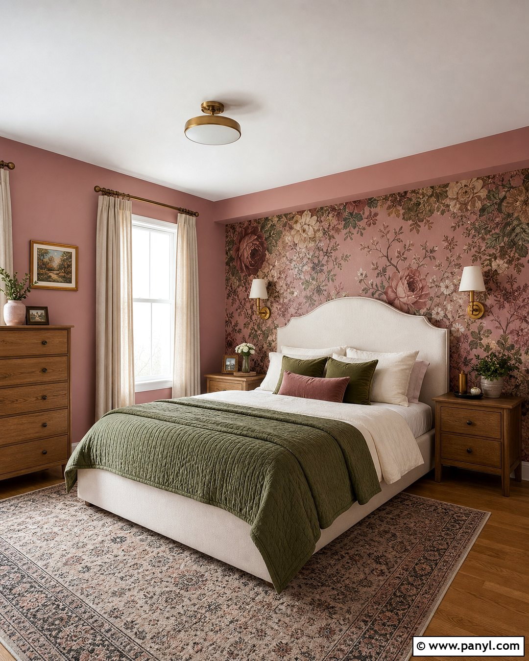 Sulking Room Pink Bedroom With Floral Wallpaper - 35 Farrow And Ball Sulking Room Pink Ideas