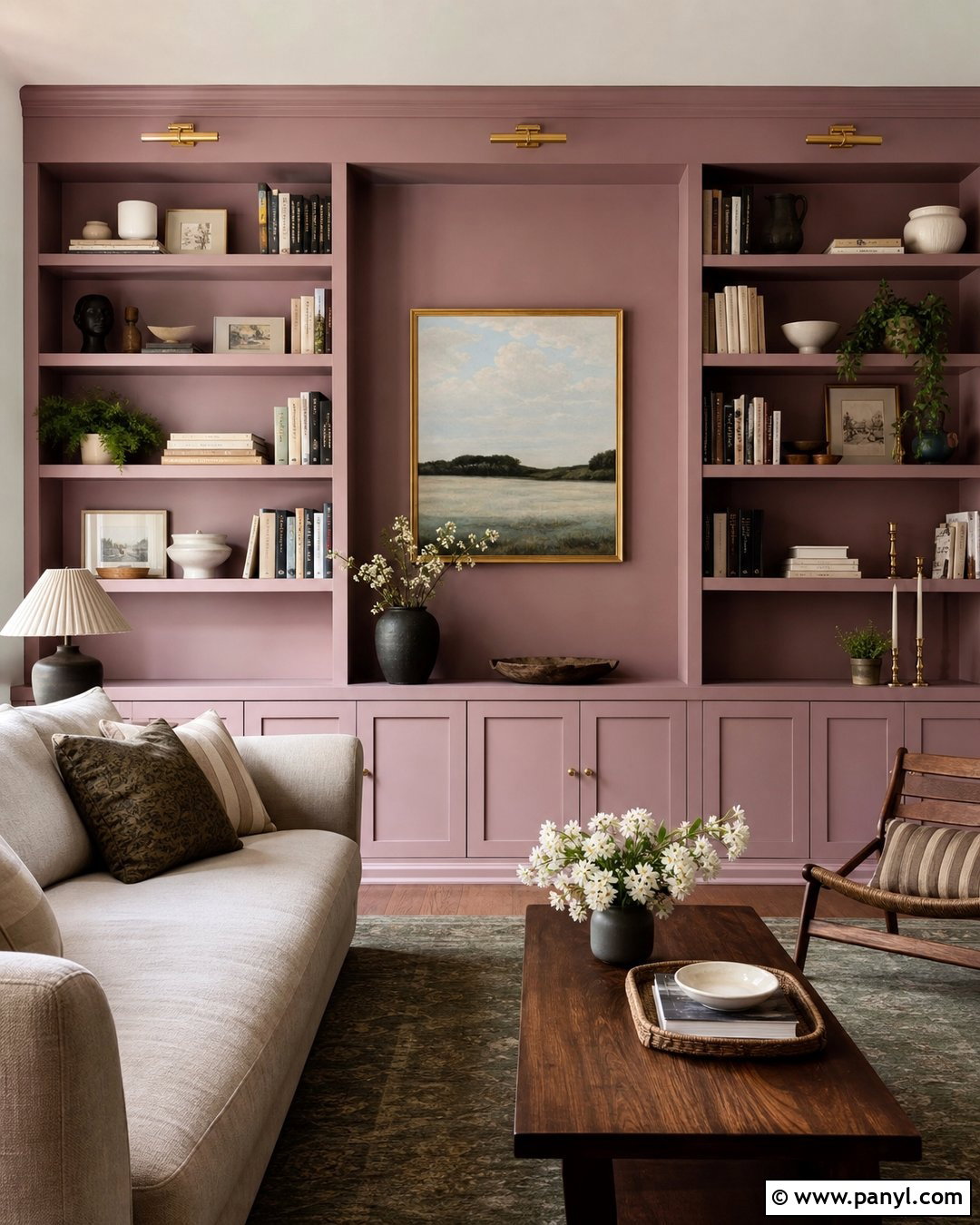 Sulking Room Pink Built-In Bookshelves - 35 Farrow And Ball Sulking Room Pink Ideas