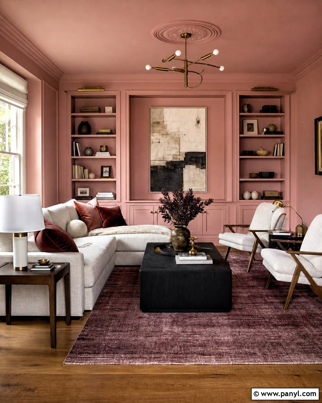 Sulking Room Pink Color Drenched Living Room - 20 sulking room pink living room ideas