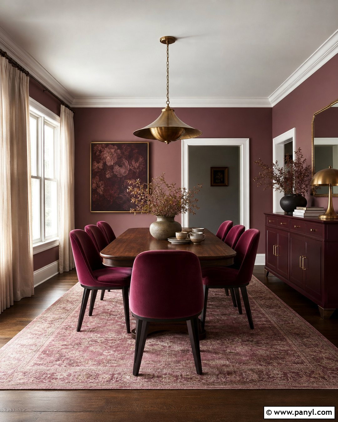 Sulking Room Pink Dining Room With Burgundy Accents - 35 Farrow And Ball Sulking Room Pink Ideas