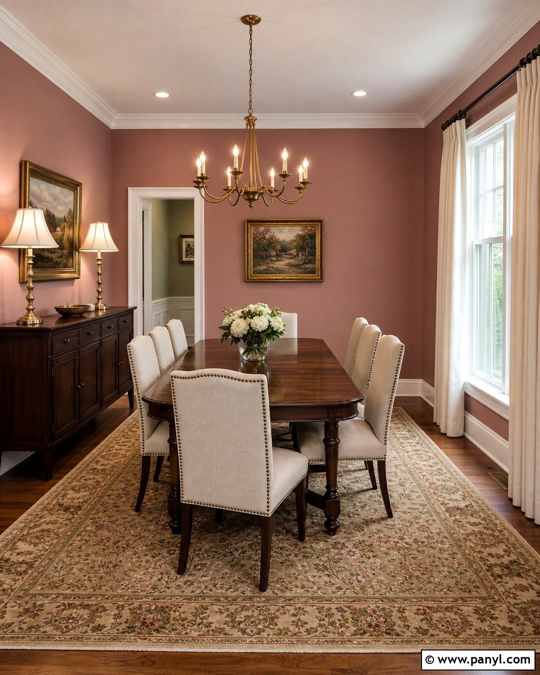 Sulking Room Pink Dining Room With Dark Wood - 35 Farrow And Ball Sulking Room Pink Ideas