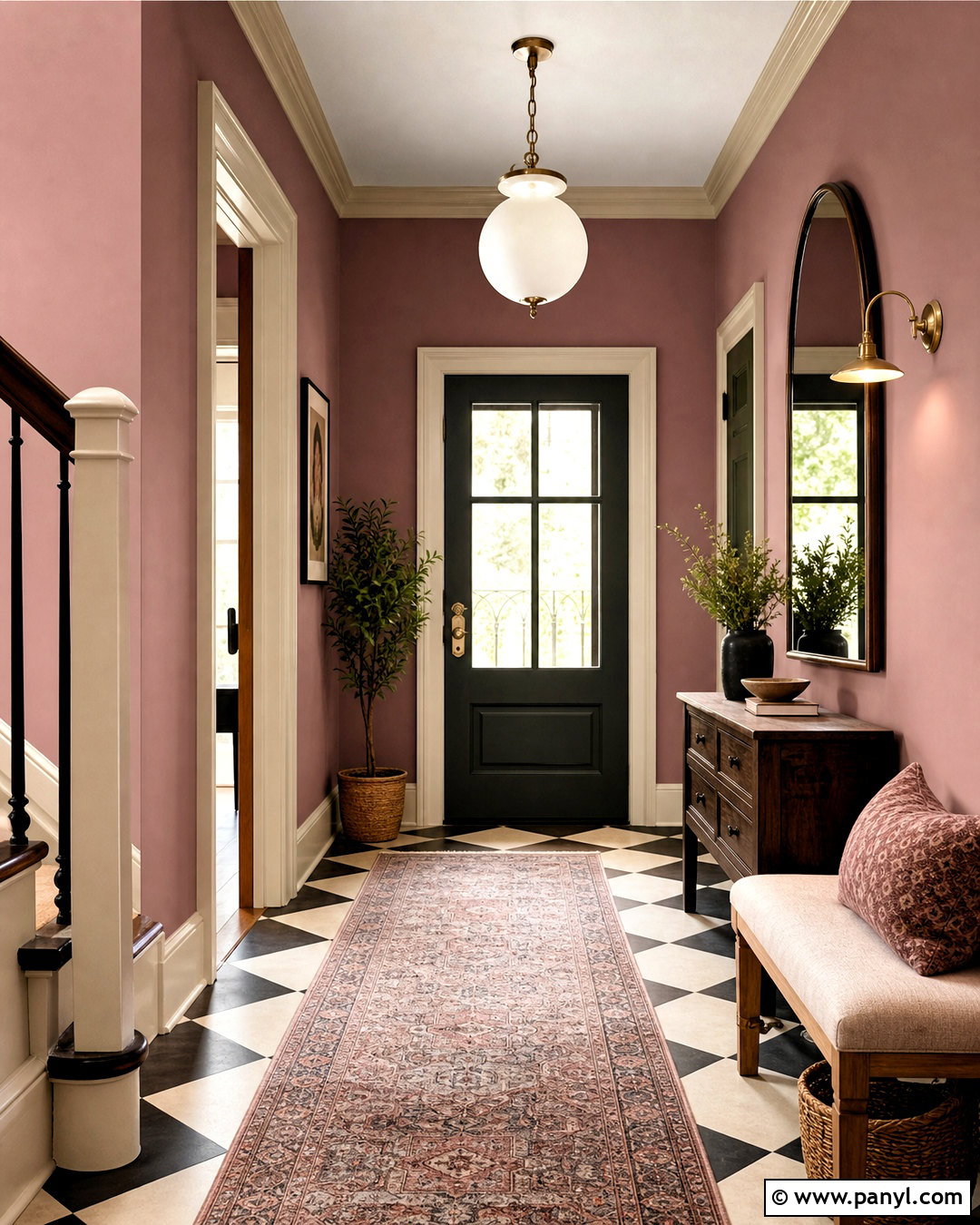 Sulking Room Pink Entryway With Checkerboard Floor - 20 sulking room pink farrow and ball ideas