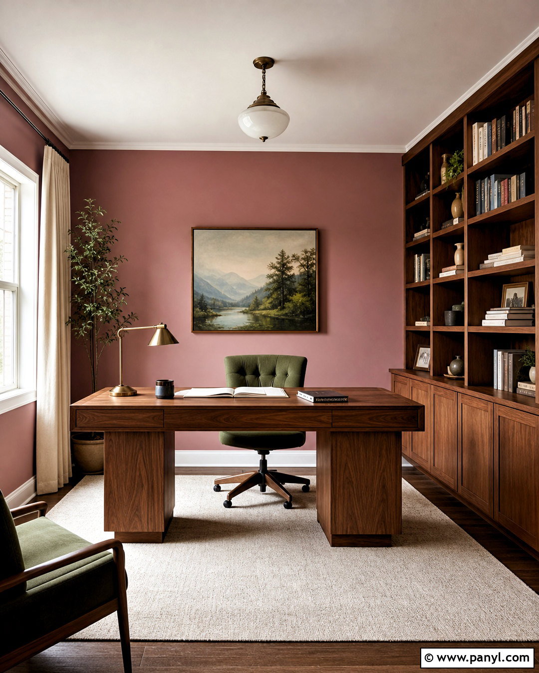 Sulking Room Pink Home Office With Walnut Furniture - 20 sulking room pink farrow and ball ideas