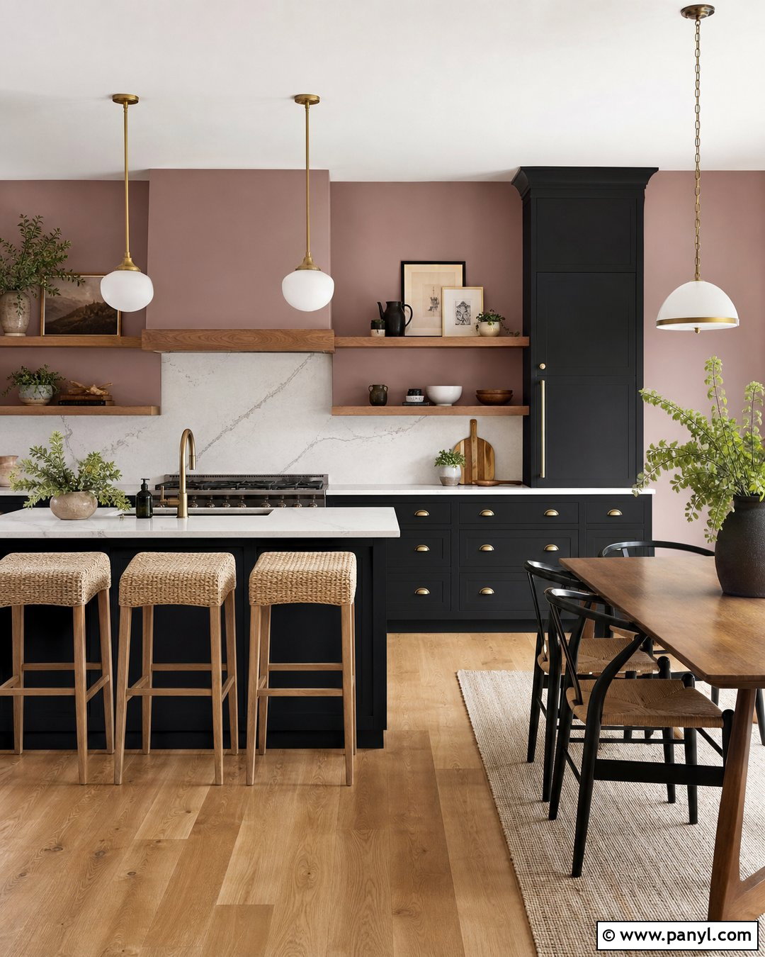 Sulking Room Pink Kitchen With Black Cabinets - 35 Farrow And Ball Sulking Room Pink Ideas
