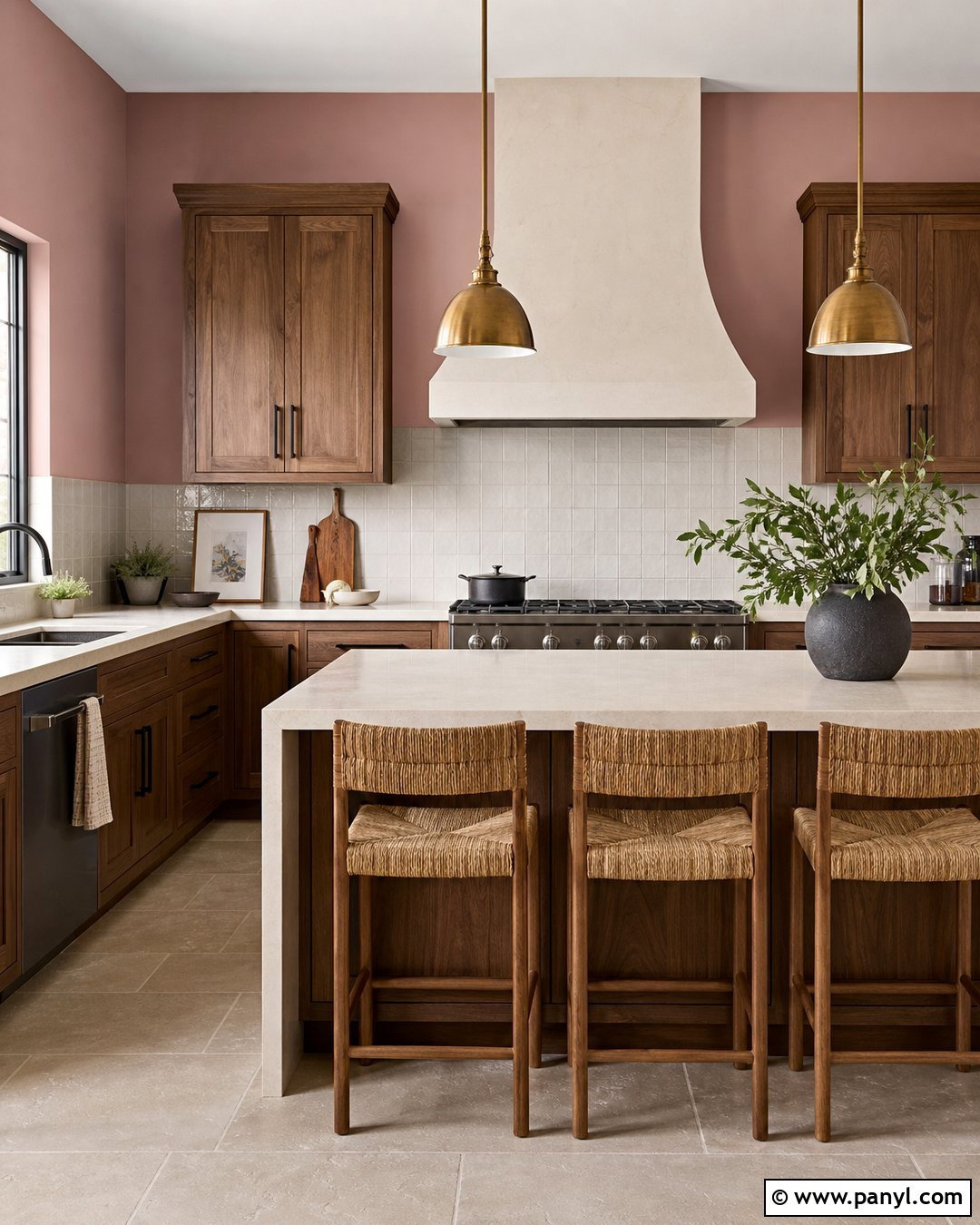 Sulking Room Pink Kitchen With Wood Cabinets - 35 Farrow And Ball Sulking Room Pink Ideas