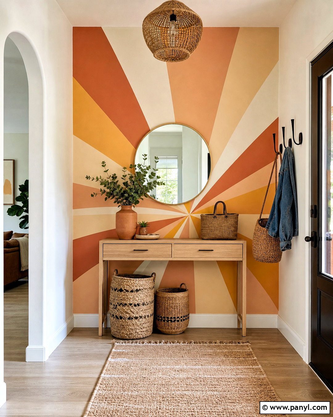 Sunburst Accent Wall - 20 diy accent wall paint ideas