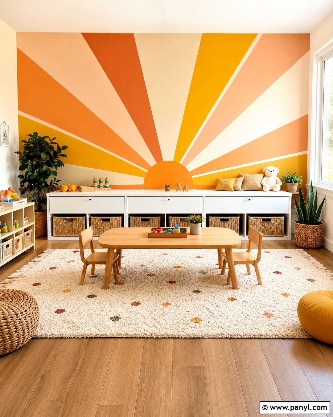 Sunburst Accent Wall - 20 paint design accent wall ideas