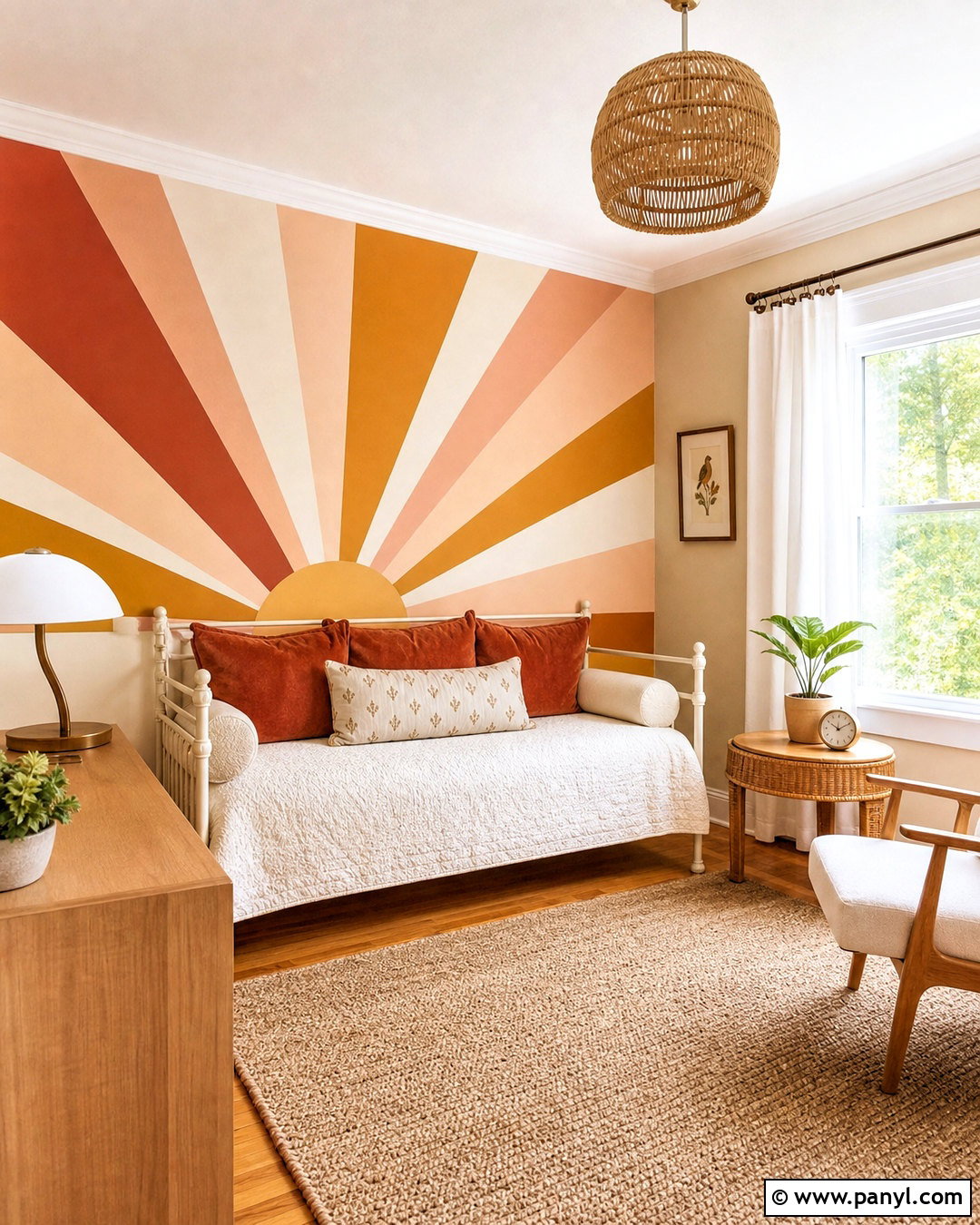 Sunburst Accent Wall Paint - 20 accent wall paint designs