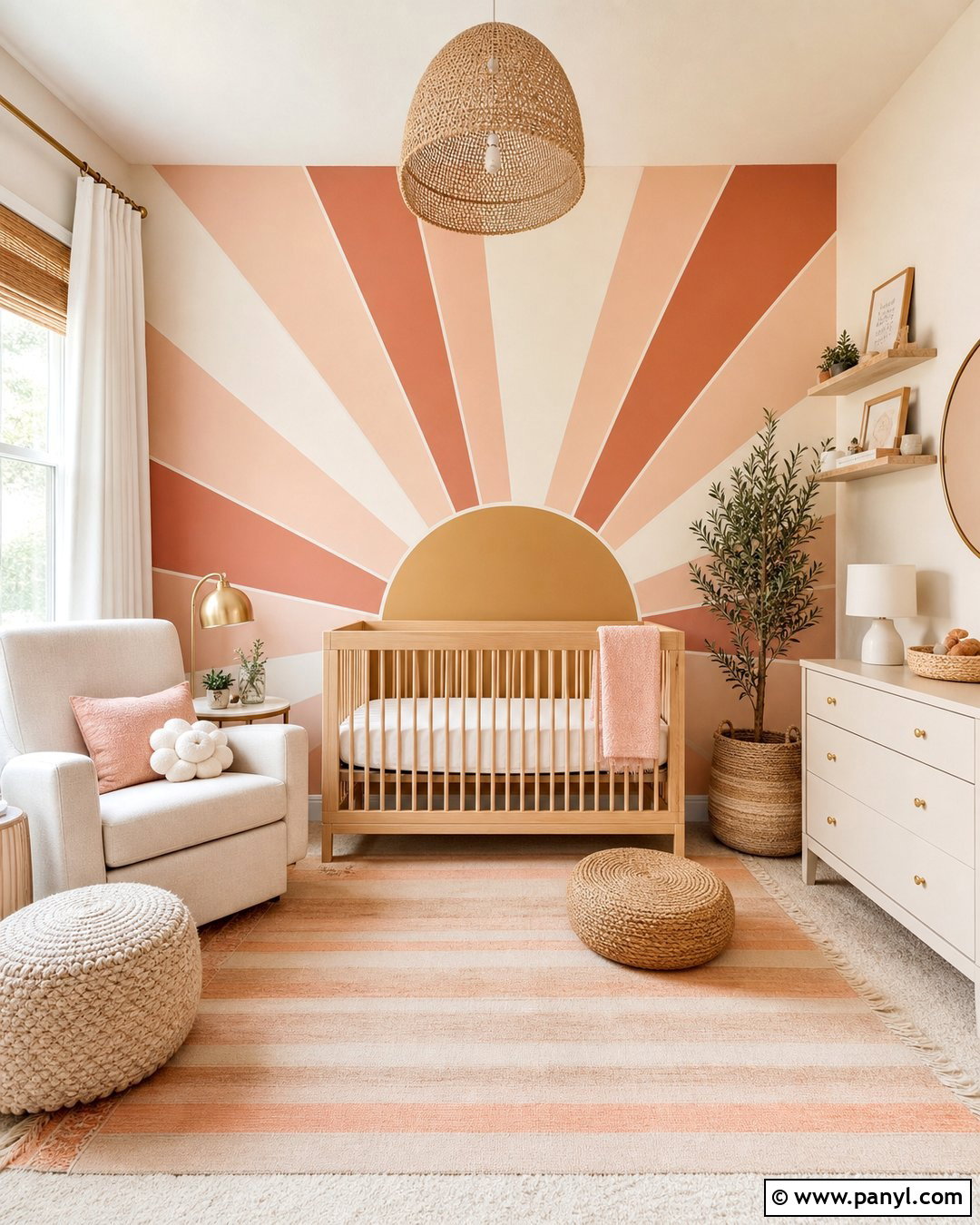 Sunburst Baby Girl Accent Wall - 25 Baby Girl Accent Wall Ideas