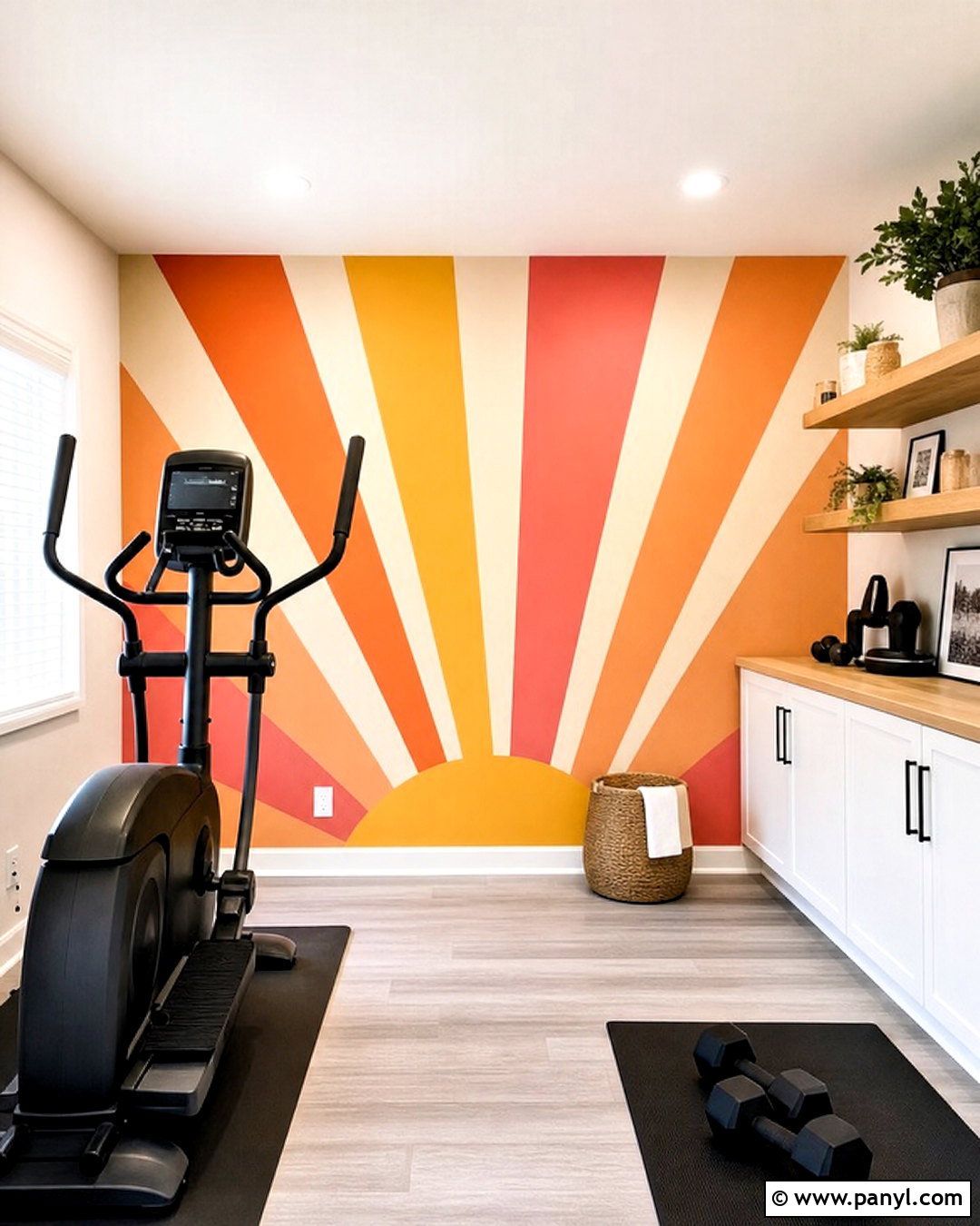 Sunburst Gym Wall - 20 gym wall painting ideas