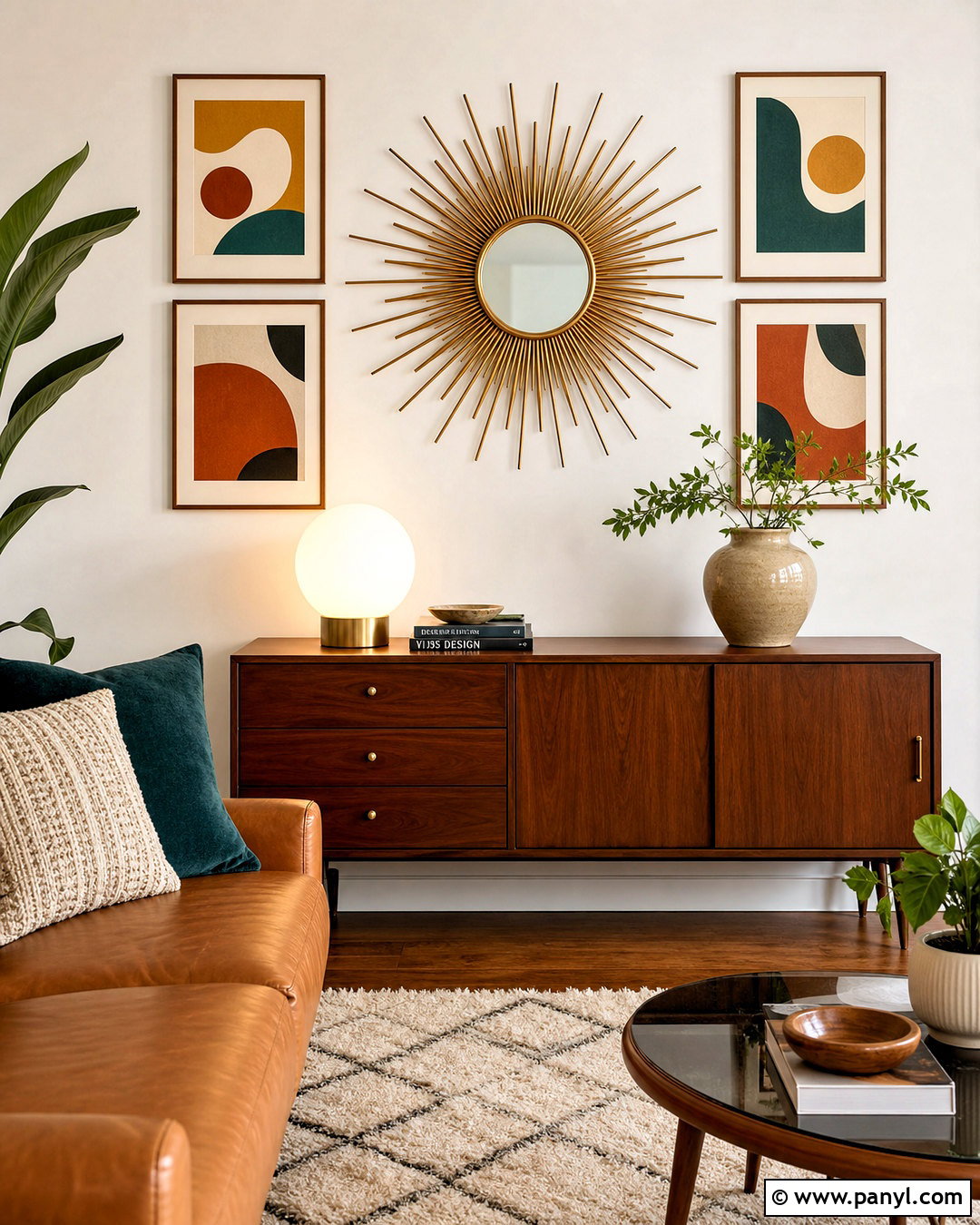 Sunburst Mirror And Retro Wall Art - 20 retro wall art ideas