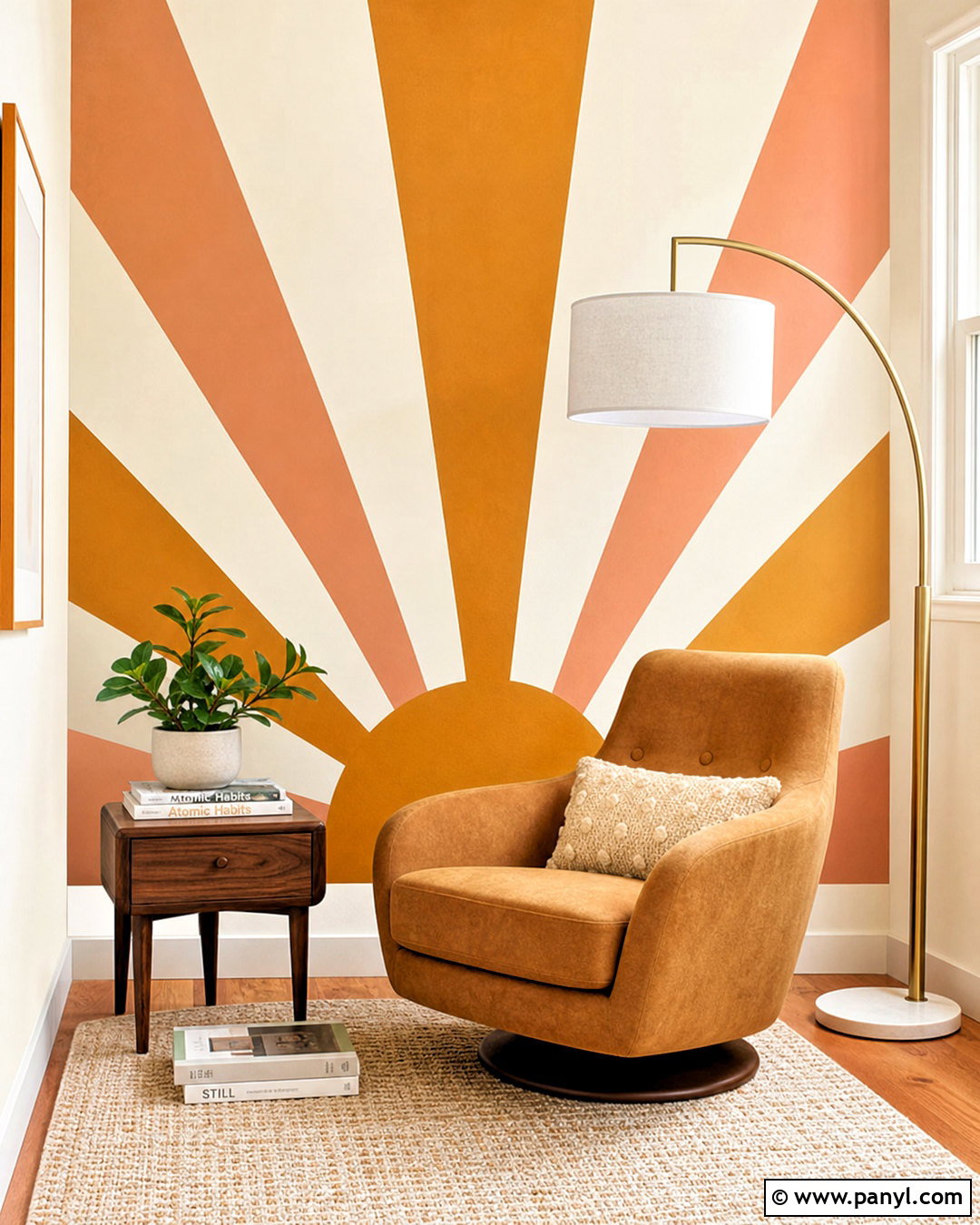 Sunburst Painted Accent Wall - 20 painted accent wall ideas