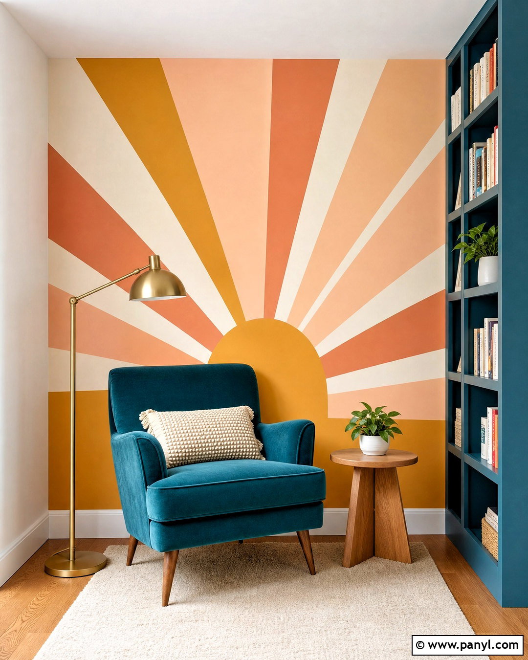 Sunburst Painted Feature Wall - 20 painted feature wall ideas