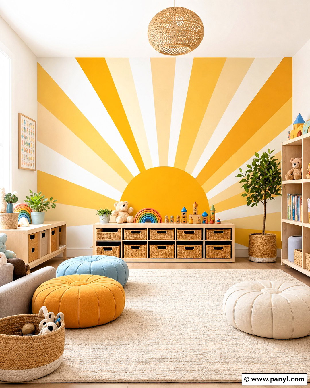 Sunburst Painted Wall - 20 painted wall design ideas