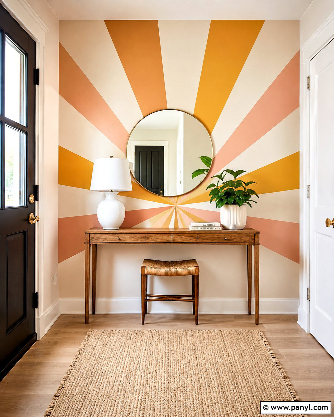 Sunburst Painters Tape Wall - 20 painters tape wall ideas