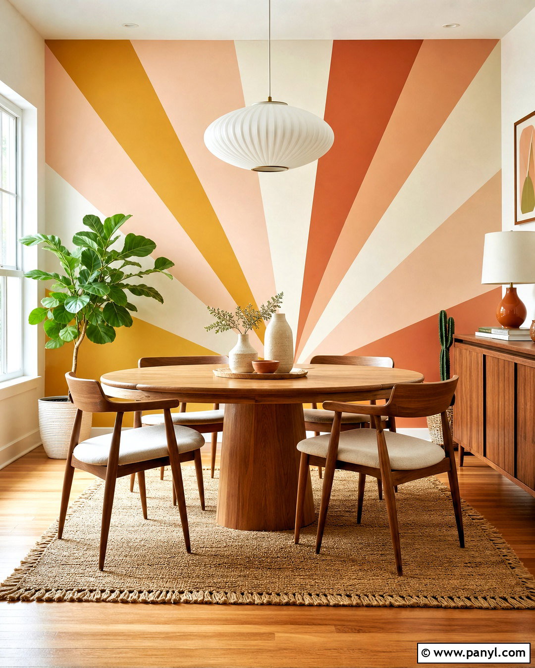 Sunburst Tape Wall Design - 20 wall painting with tape design ideas