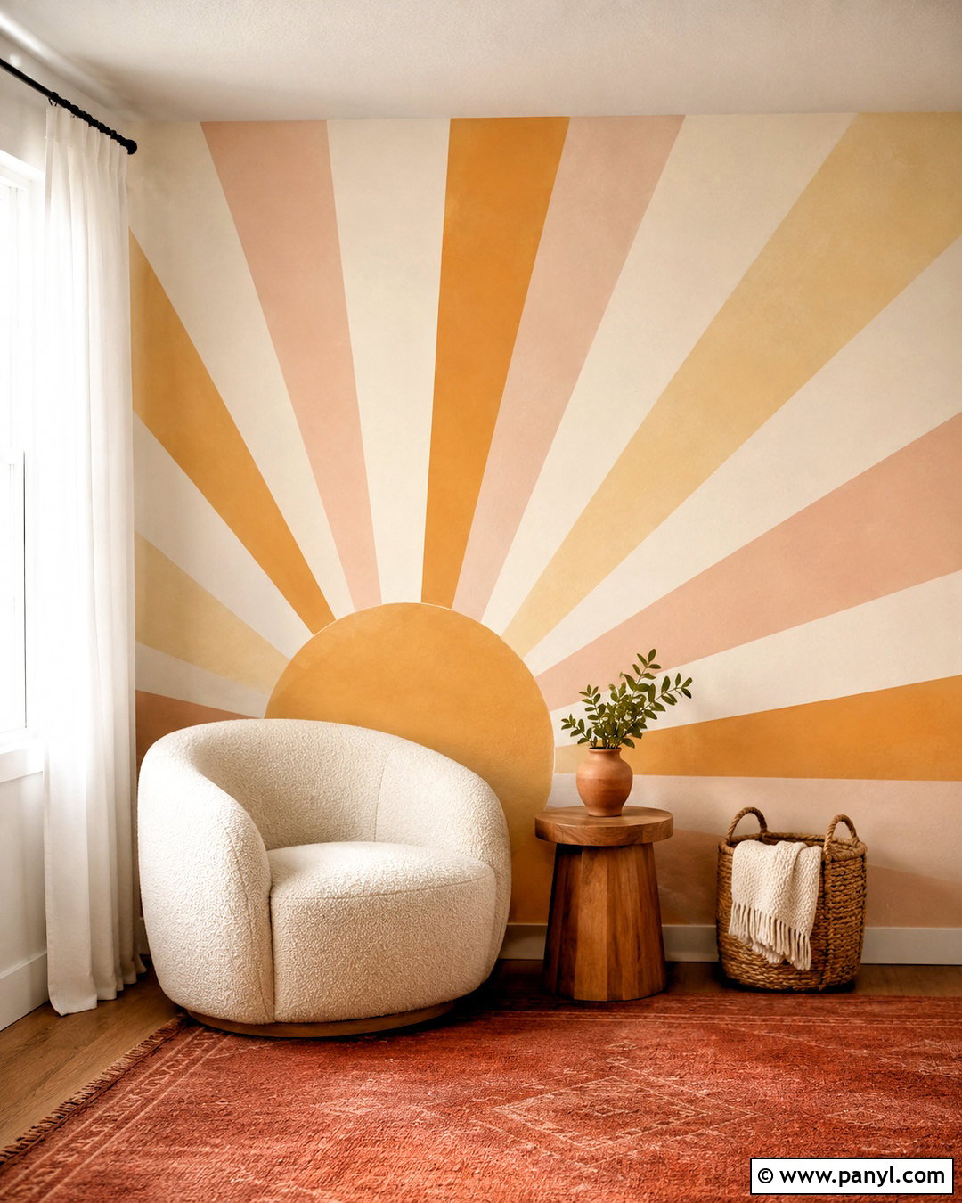 Sunburst Wall Painting - 20 cool wall painting ideas