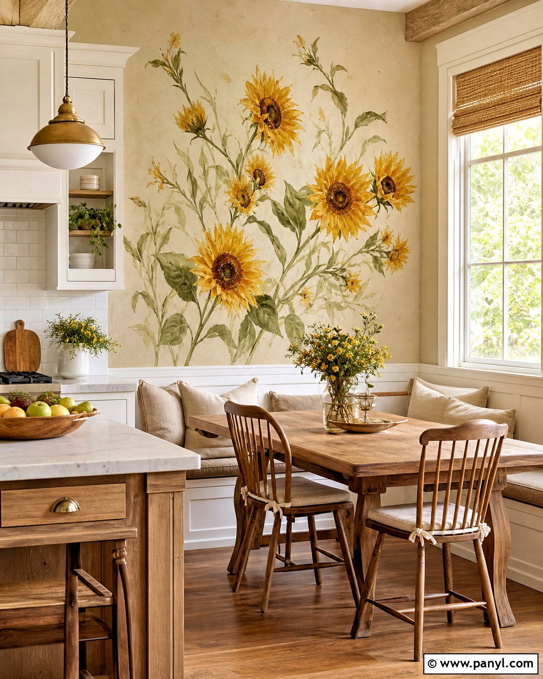 Sunflower Floral Wall Painting - 20 floral wall painting ideas