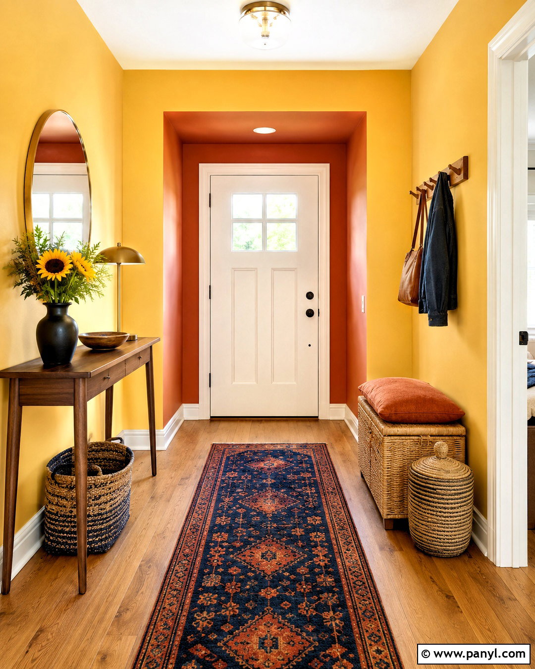 Sunflower Yellow And Clay Orange Entryway Walls - 20 Yellow And Orange Walls