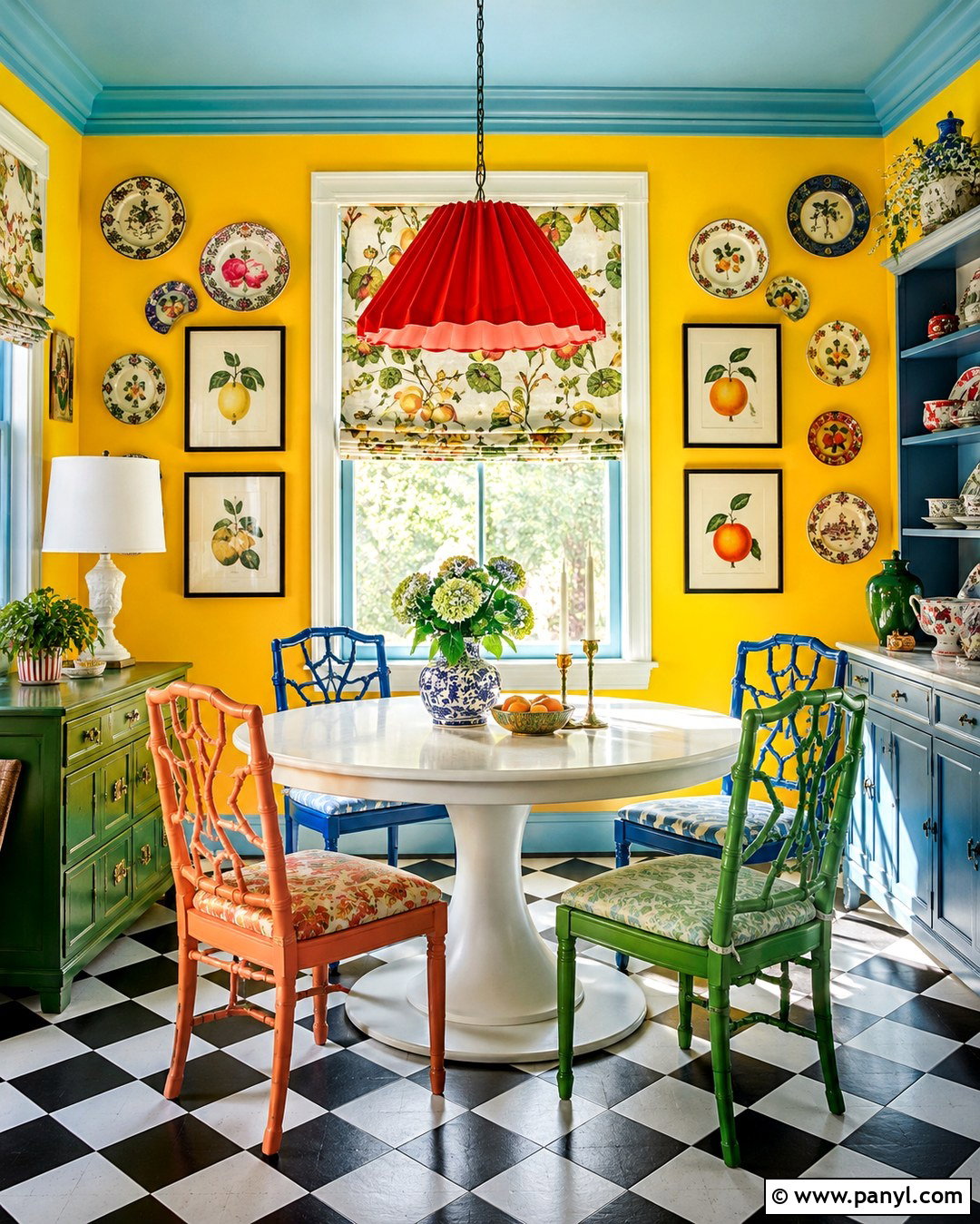 Sunny Yellow Breakfast Room Walls - 20 Maximalist Wall Color Ideas