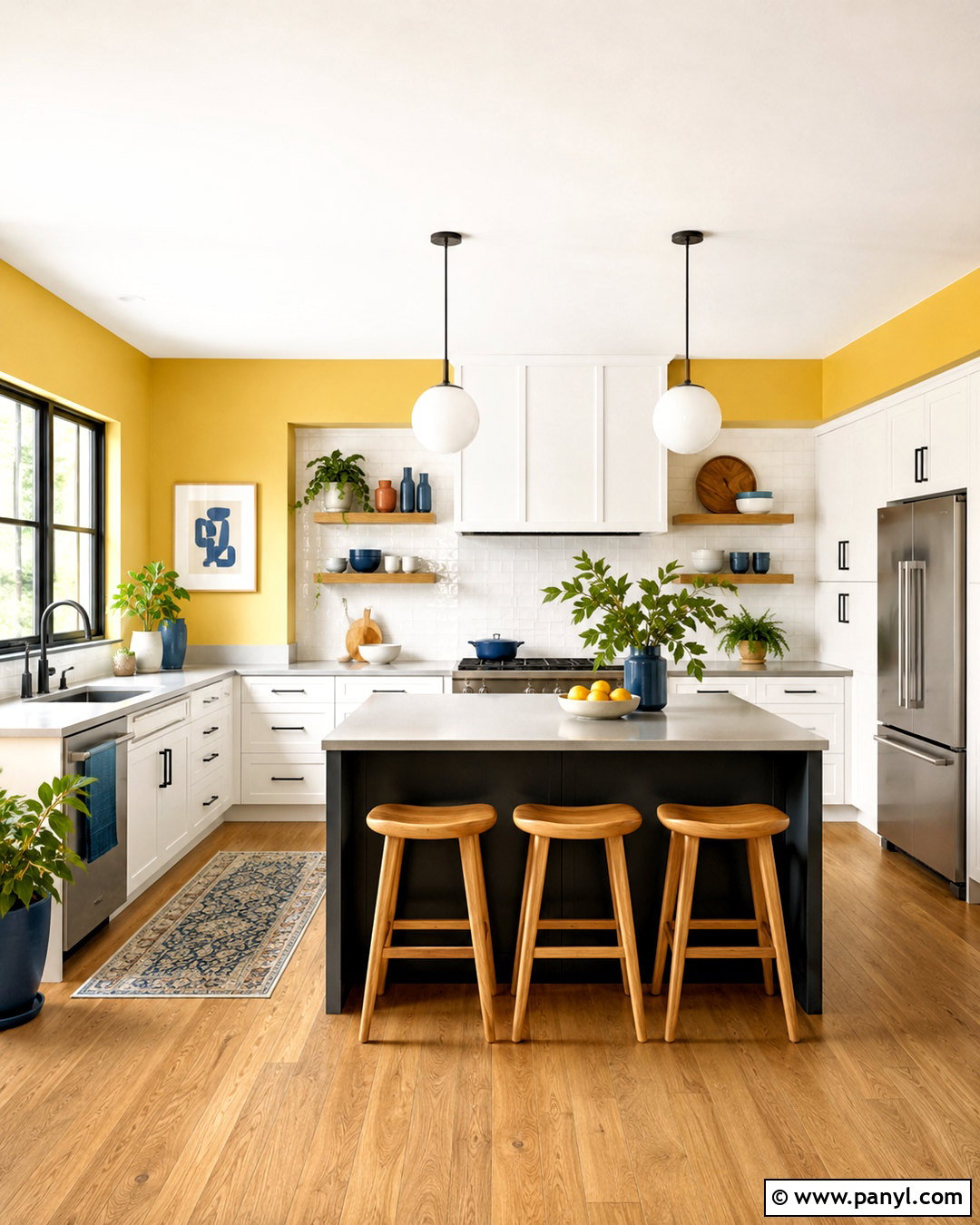 Sunny Yellow Kitchen Walls - 40 kitchen colors for walls
