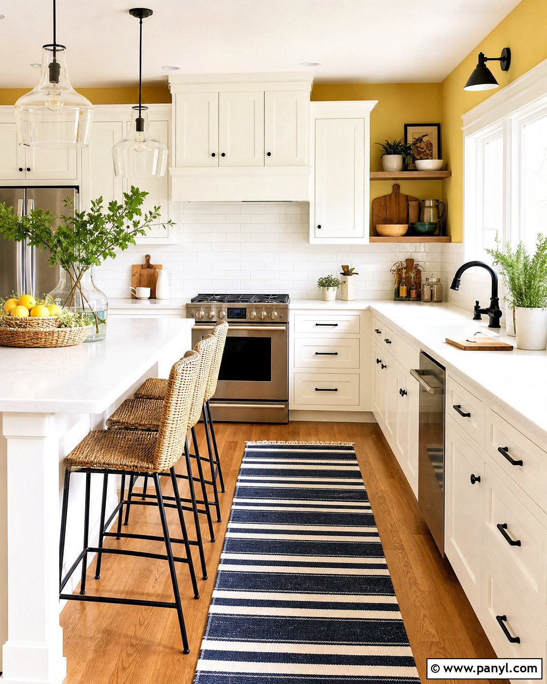 Sunny Yellow Kitchen With White Cabinets - 20 home decor inspiration yellow walls
