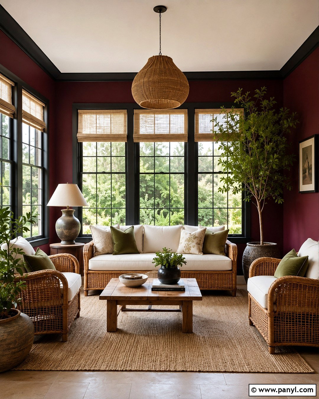 Sunroom With Burgundy Walls And Black Trim - 20 Burgundy Walls With Black Trim Ideas