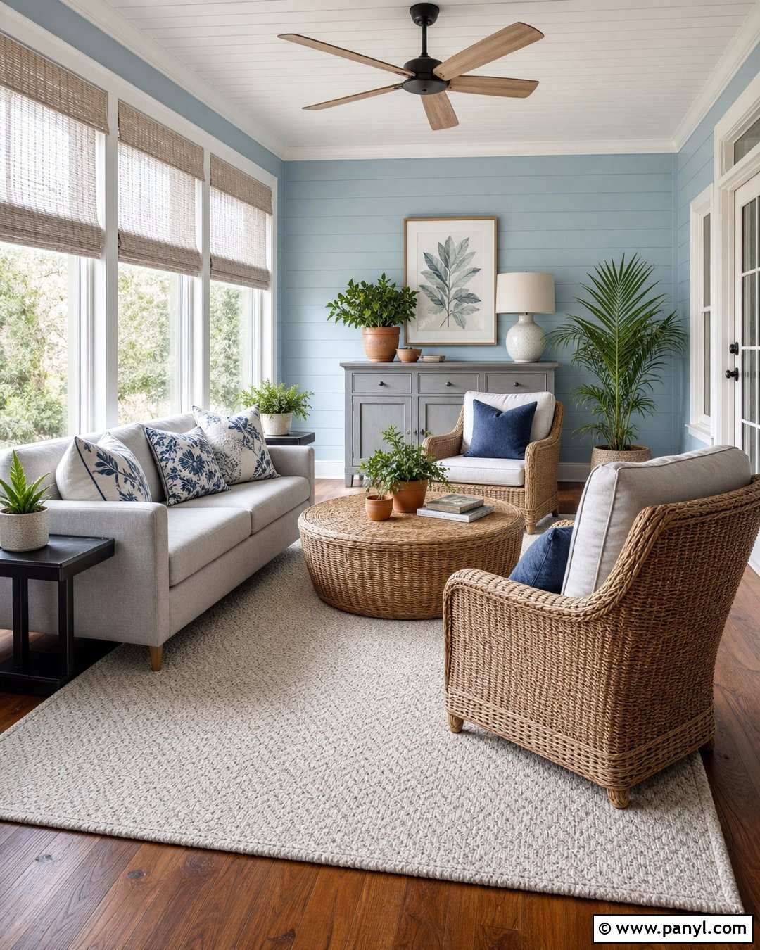 Sunroom With Light Blue Walls And Grey Furniture - 20 Light Blue Walls With Grey Furniture Ideas