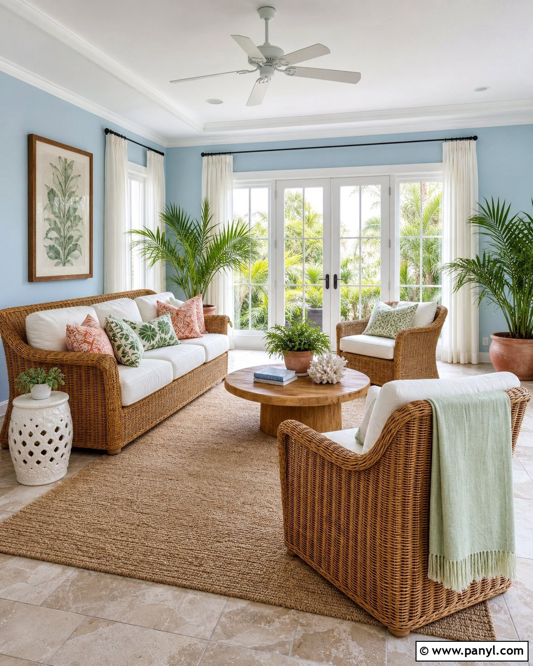 Sunroom With Sky Blue Walls - 35 room with blue walls