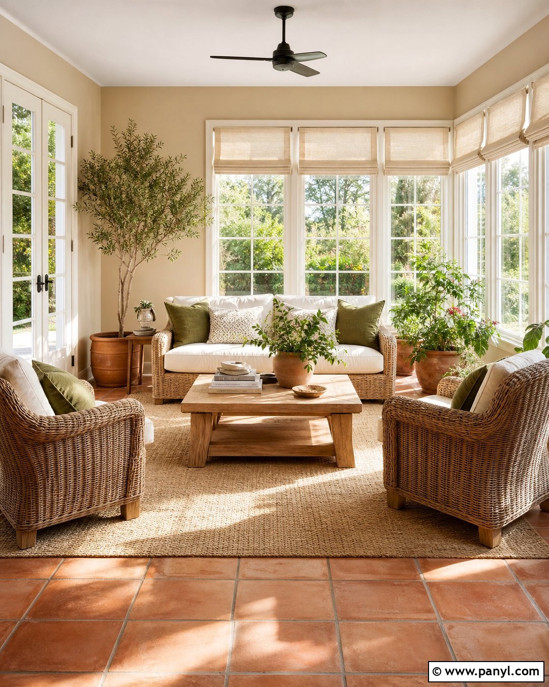 Sunroom With Vanilla Latte Walls - 50 Vanilla Latte Color Wall Ideas