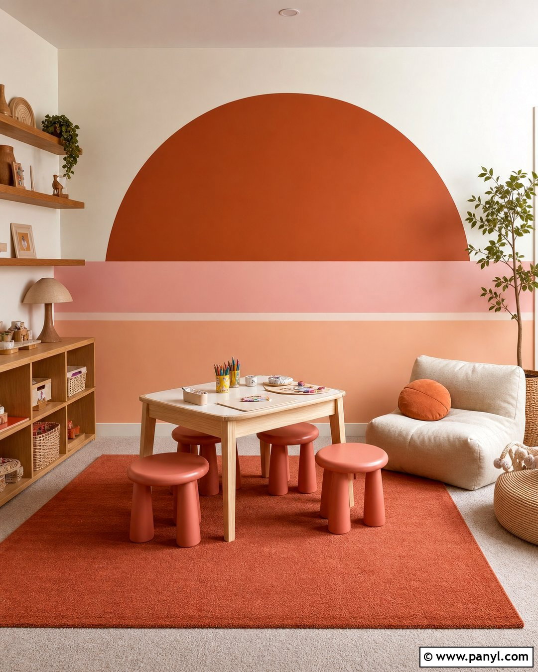 Sunset Color Block Wall - 20 Color Block Wall Playroom Ideas