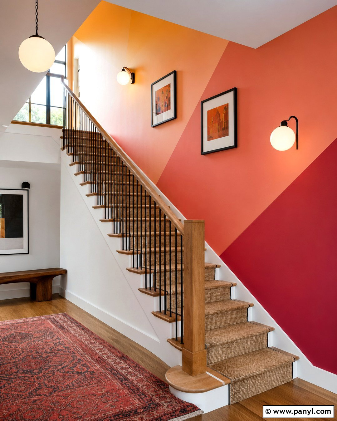 Sunset Gradient Staircase Wall - 20 Colorful Interior Walls