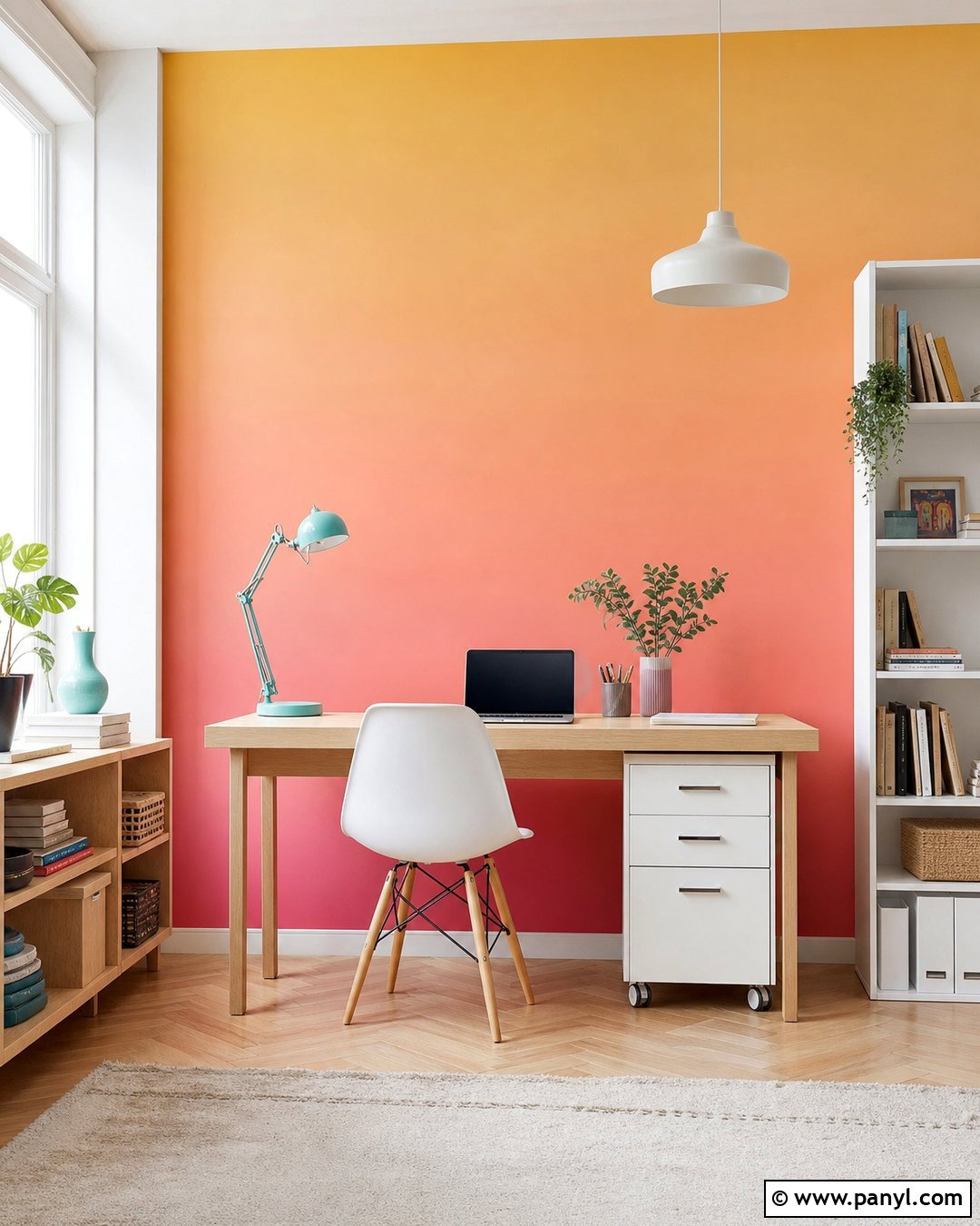 Sunset Gradient Studio Accent Wall - 35 colorful accent wall ideas