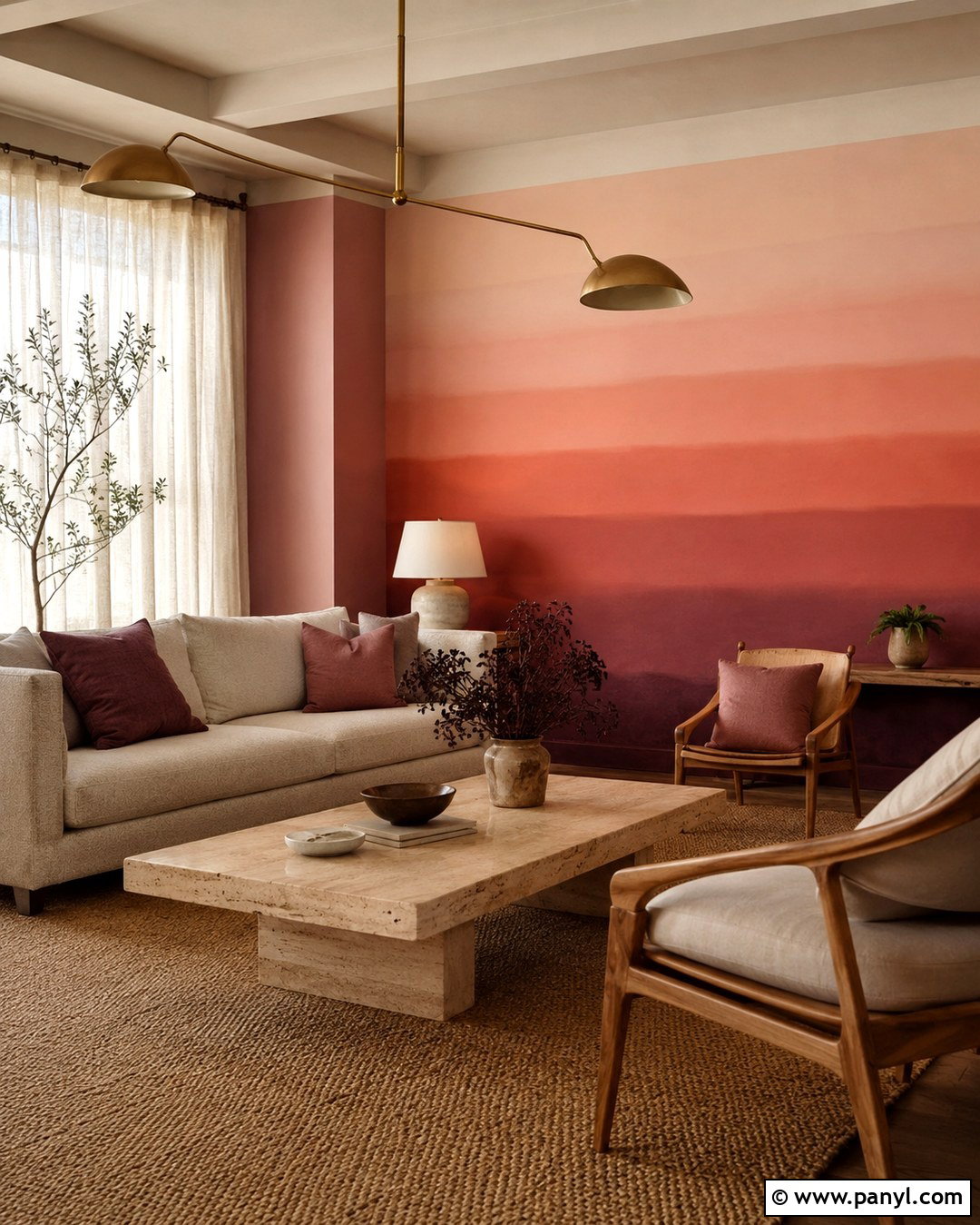 Sunset Gradient Wall Living Room - 20 Color Gradient Wall Ideas
