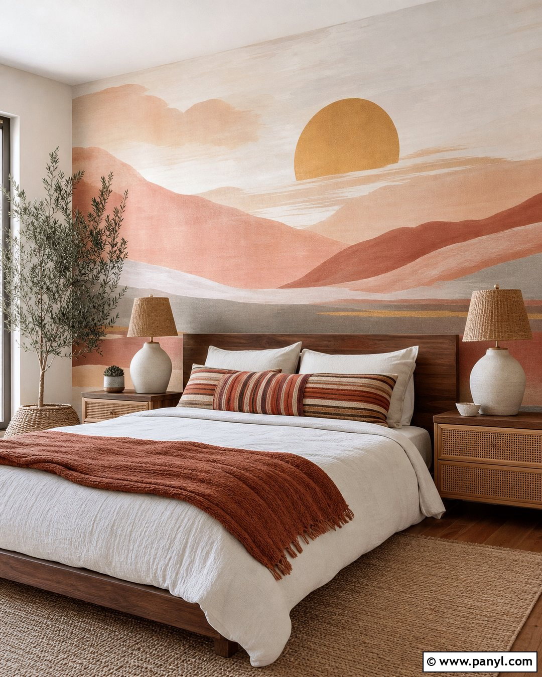 Sunset Mural Feature Wall - 30 Feature Wall Paint Ideas