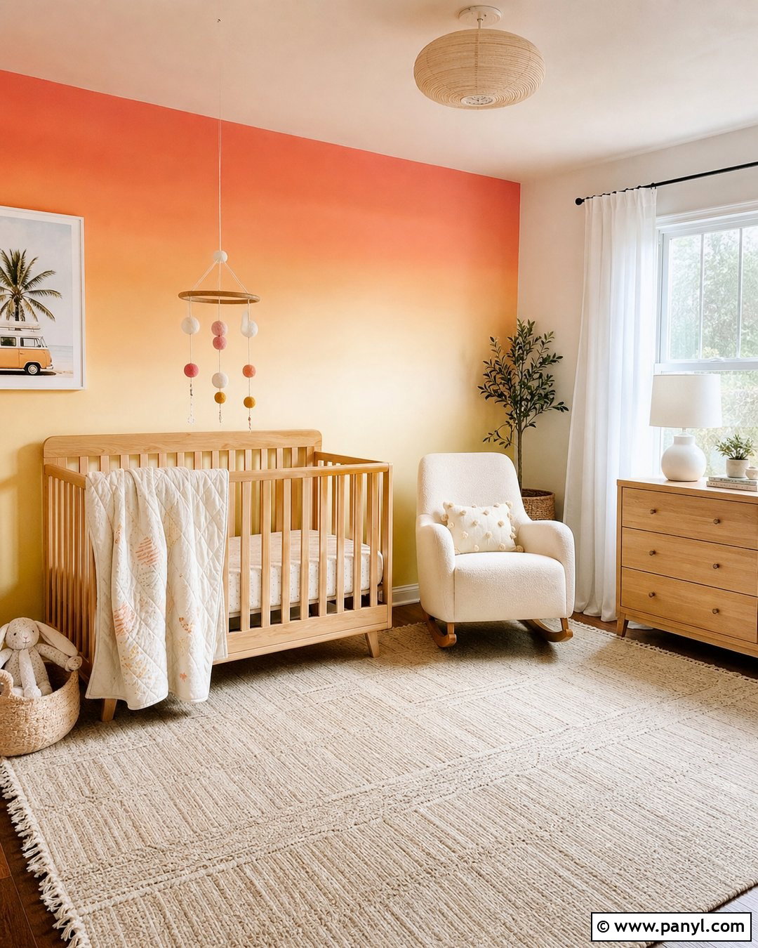 Sunset Ombre Accent Wall Nursery - 25 Ombre Accent Wall Ideas