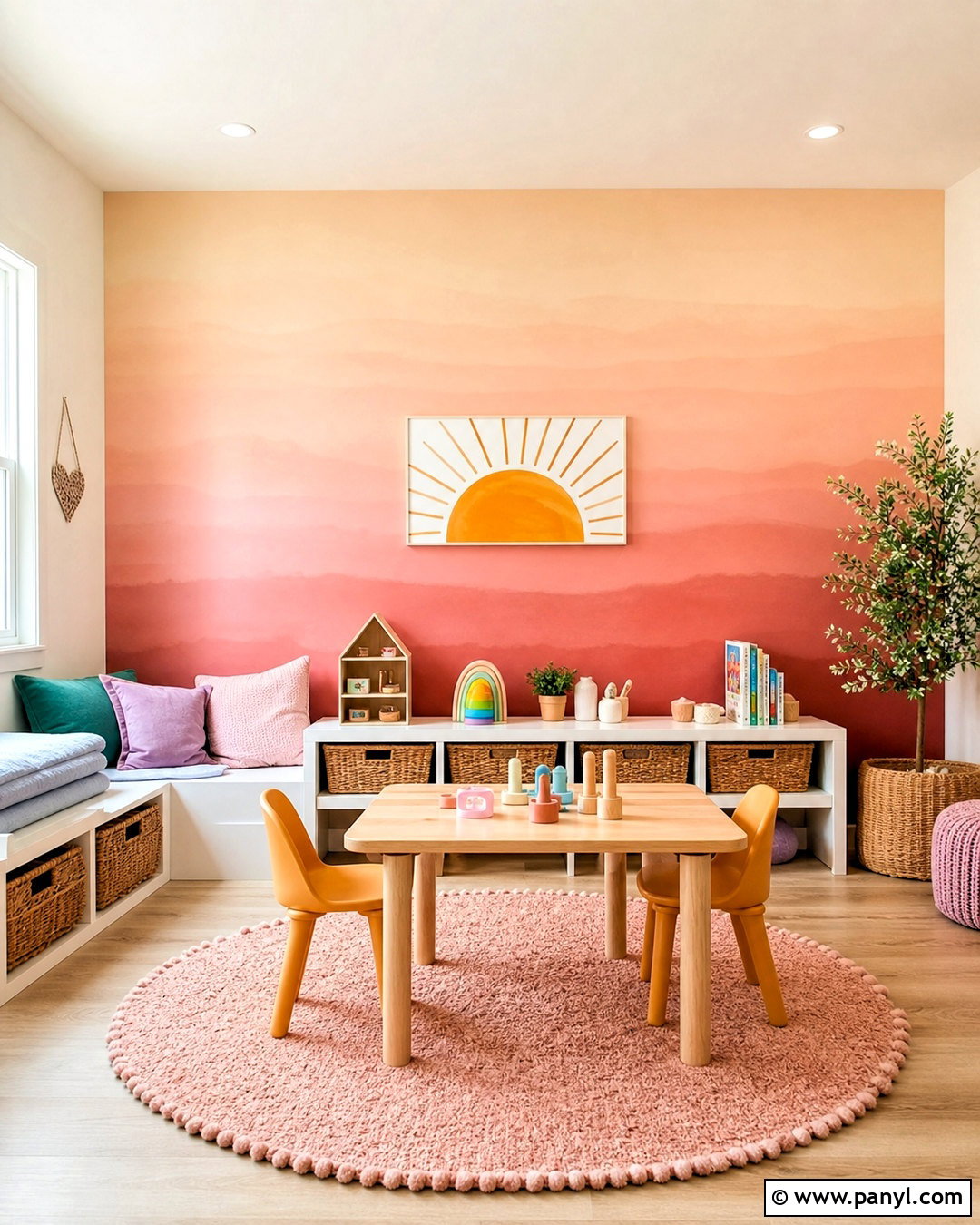 Sunset Ombre Playroom - 20 kids playroom paint ideas