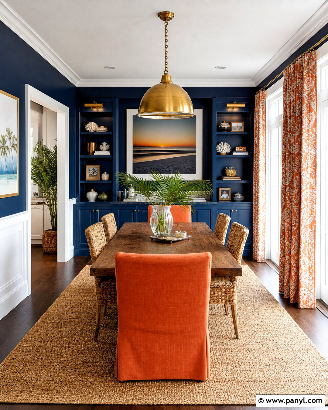 Sunset Orange And Deep Navy Beach House Palette - 20 beach house color palette ideas