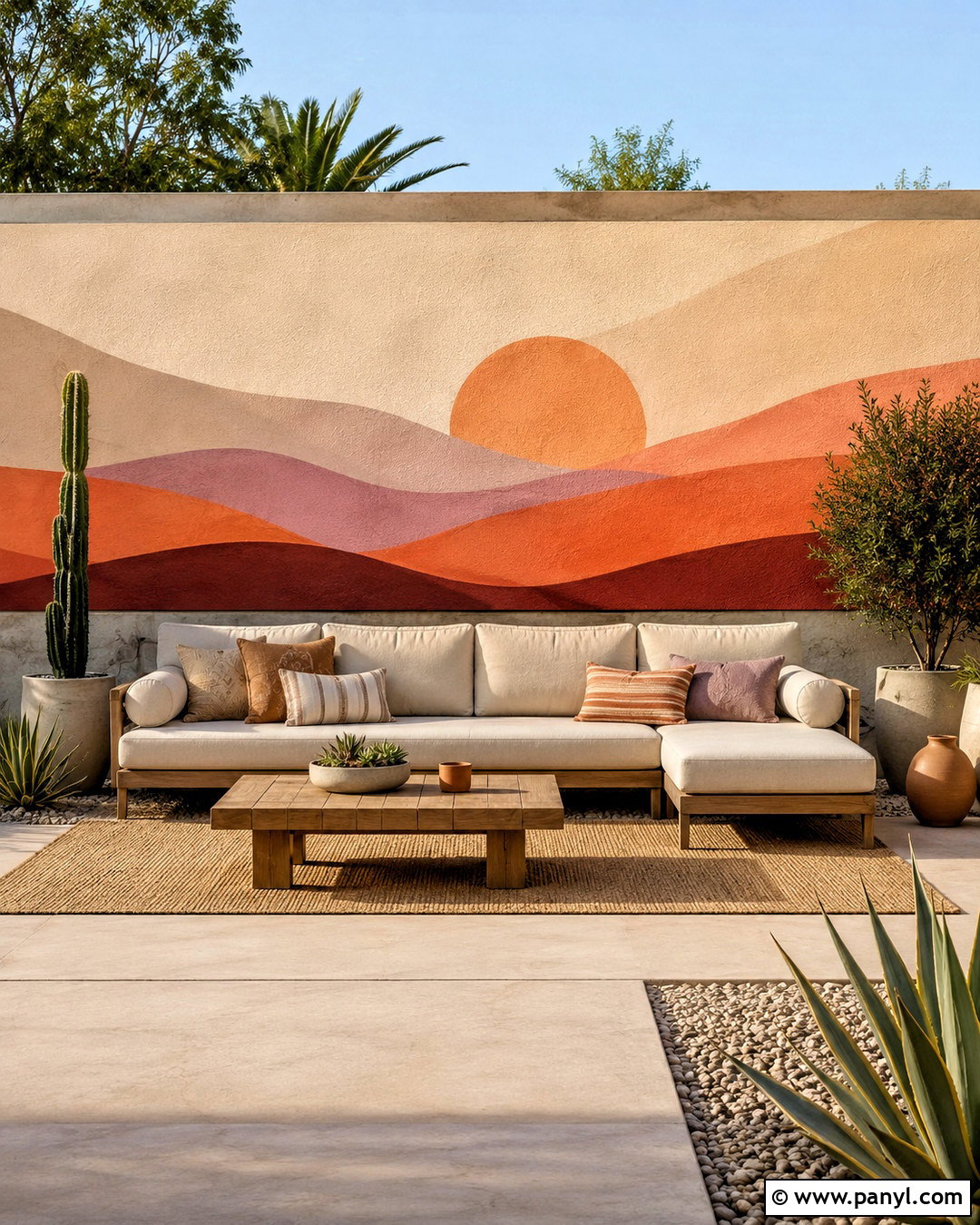 Sunset Outdoor Wall Mural - 20 outdoor wall painting ideas
